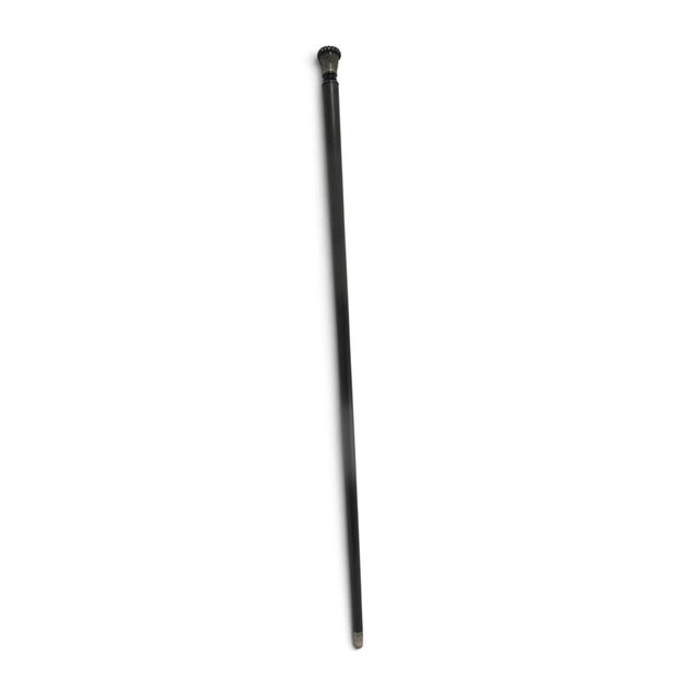 Victorian Horn & Sterling Silver Repousse Flower Corkscrew Gadget Walking Stick Cane For Sale - Image 3 of 13
