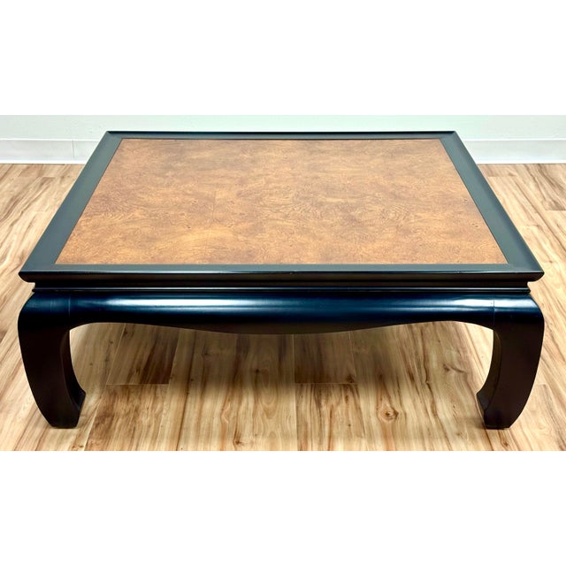 Mid-Century Modern Vintage Century Furniture Chin Hua Style Burled Wood Coffee Table For Sale - Image 3 of 10