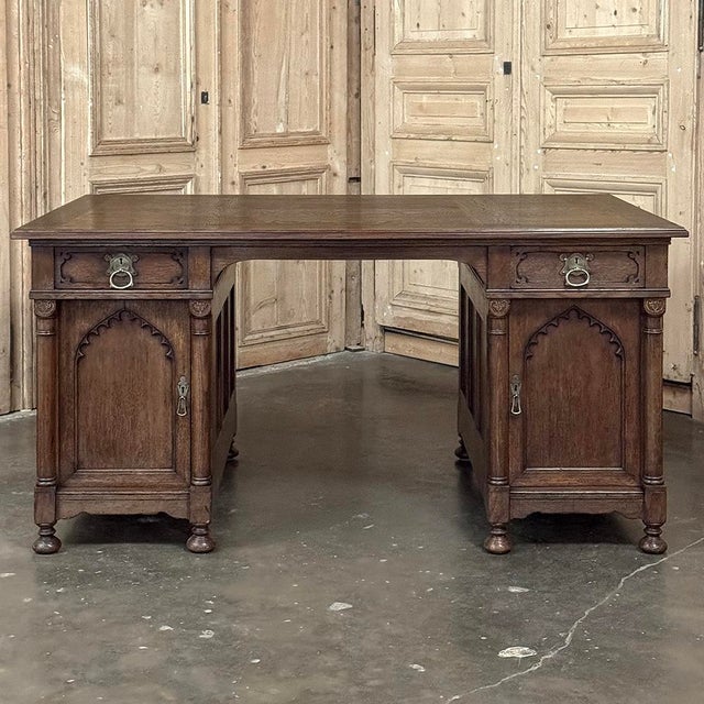 Jansen Furniture Mid-Century Neogothic Executive Desk by Jansen & Sons of Amsterdam For Sale - Image 4 of 18