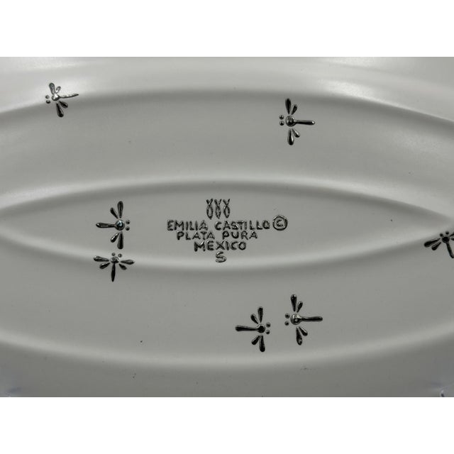1980s Emilia Castillo Taxco Porcelain & Pure Silver Hummingbird Serving Platter For Sale - Image 10 of 18