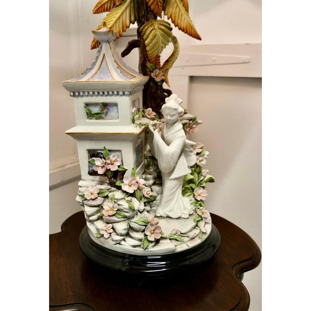 1960s Large Figural Ceramic Table Lamp by D. Polo Uiato in the style of Capodimonte, 1960s For Sale - Image 5 of 14