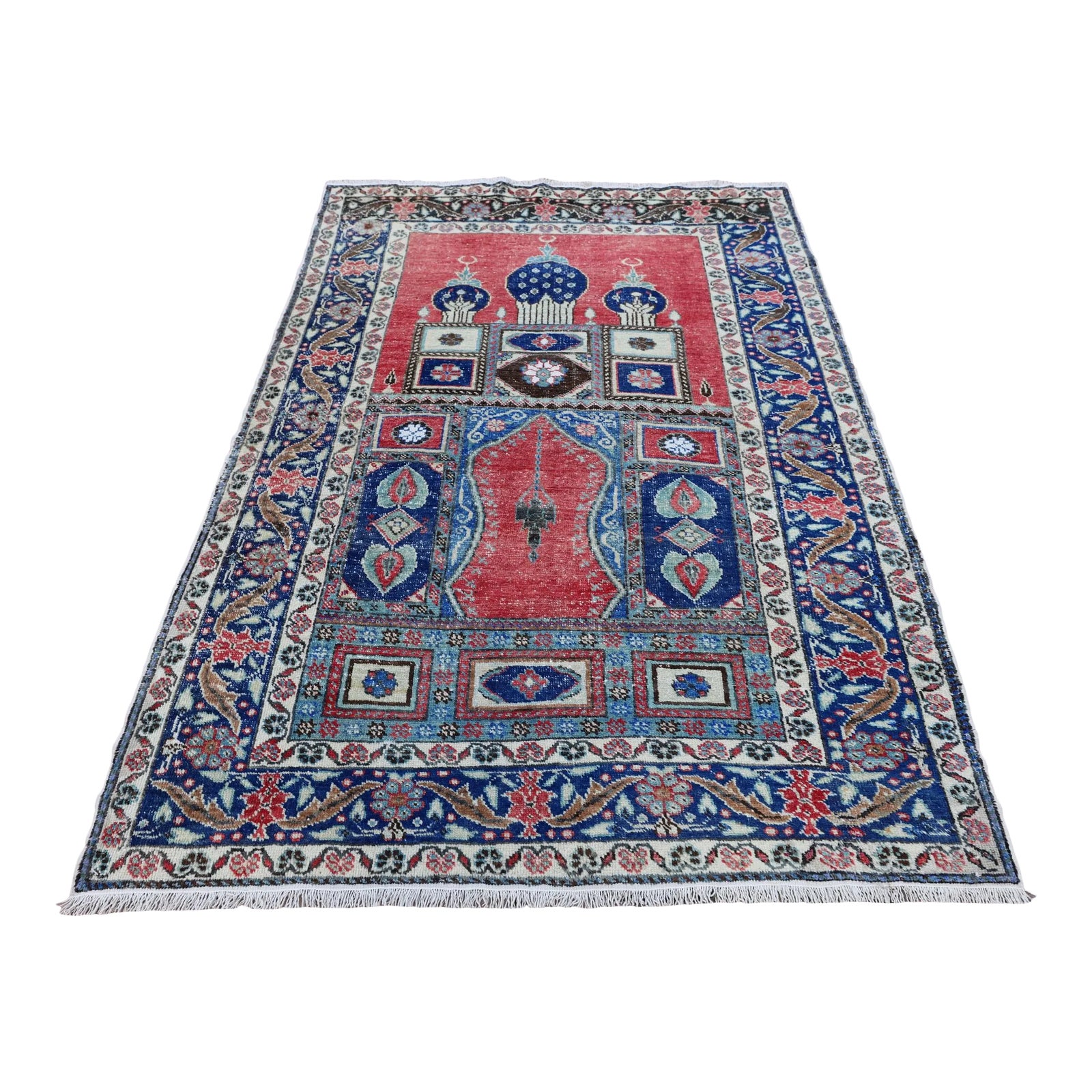 1950s Vintage Turkish Islamic Model Wool Area Rug | Chairish