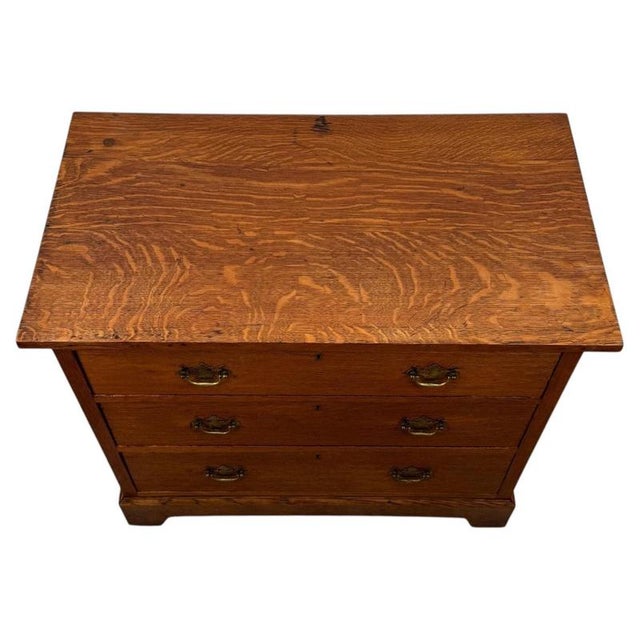 2000 - 2009 Antique Early 20th Century English Golden Oak Chest of Drawers For Sale - Image 5 of 12