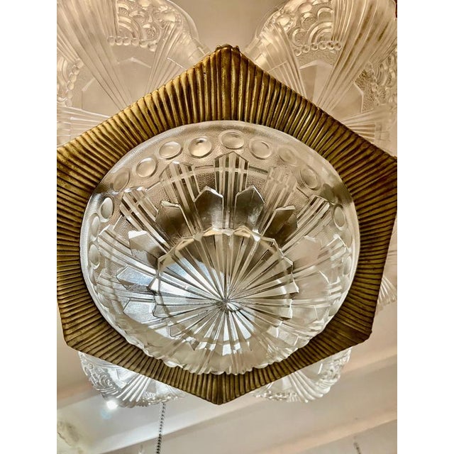 Bronze and Glass Pendant by Georges Leleu, France, 1930 For Sale - Image 14 of 15