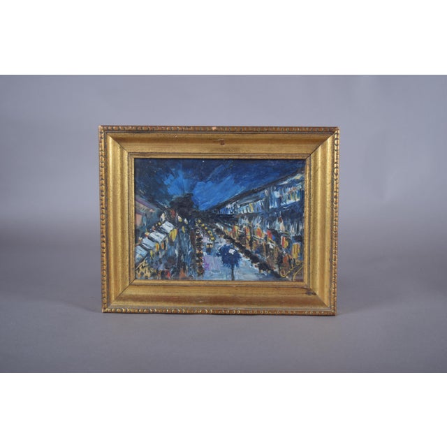 Cuca, Night Street Scene, 1950s, Oil Painting on Panel, Framed For Sale - Image 3 of 10