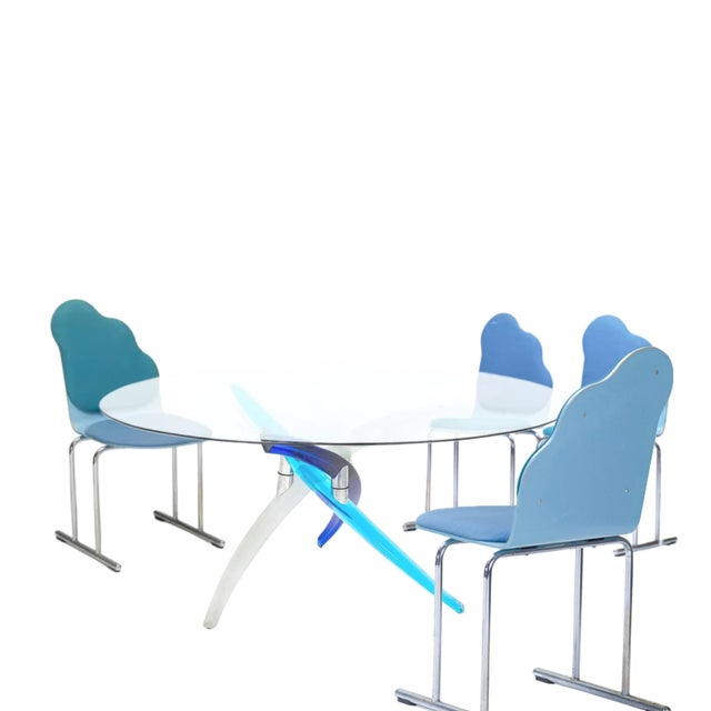 Yrjö Kukkapuro Cloud Chair Set of 6, Sky Blue and Teal, Avarte Finland, 1984 For Sale In New York - Image 6 of 16