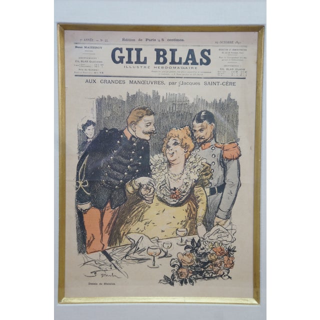 Antique Gil Blas French Belle Époque Newspaper Advertising Framed Steinlen 23" - Set of 4 For Sale - Image 4 of 18