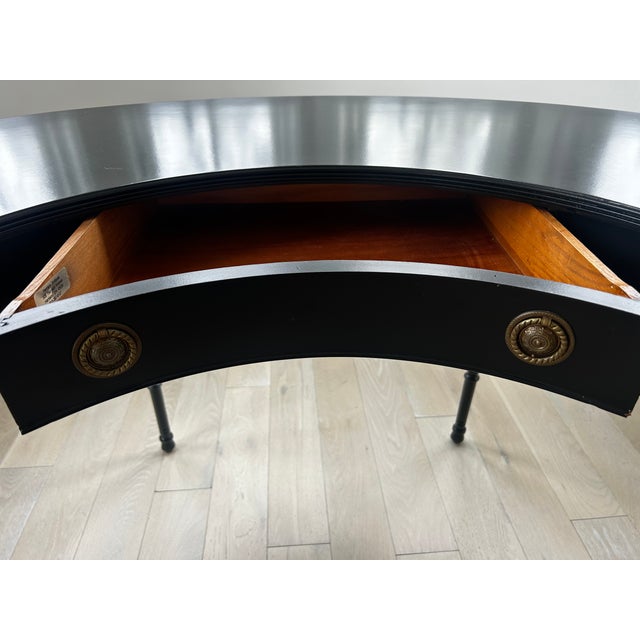1900 Antique Demilune (Half-Moon) Desk - Mahogany, Refinished Black Beautiful circa 1900 demilune (half-moon) desk with...