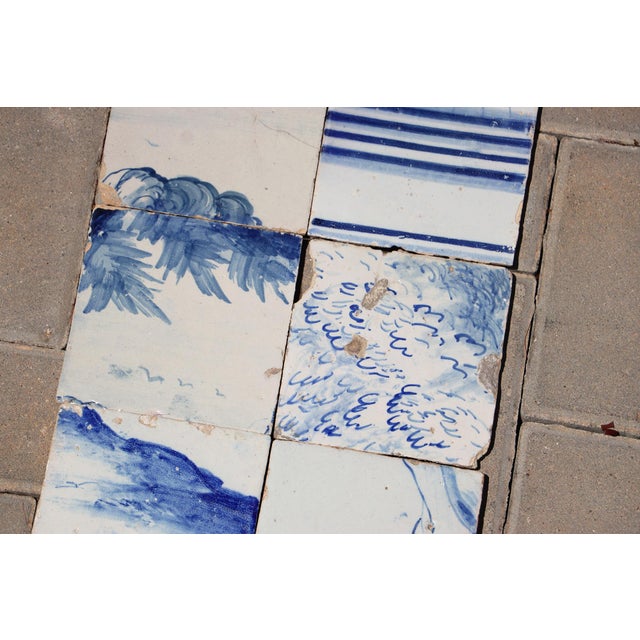 18th Century Portuguese Blue & White Scenic Baroque Tiles, Antique Set of 8 For Sale - Image 4 of 9
