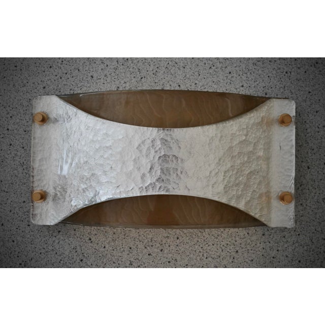 Vintage Square Art Glass and Brass Wall Light, 2000 For Sale - Image 4 of 11