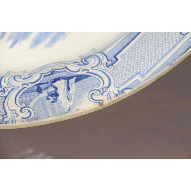 Blue Antique Staffordshire Transferware Platter For Sale - Image 8 of 13