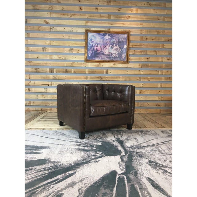 English Lancaster Distressed Whisky Leather Chair For Sale - Image 3 of 8