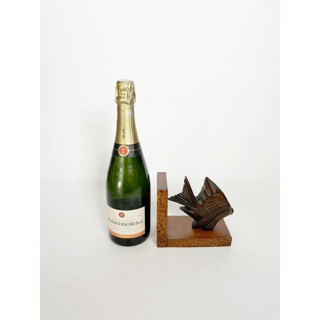 Wooden Bookends with Fish Decoration, France, 1960s, Set of 2 For Sale - Image 3 of 10