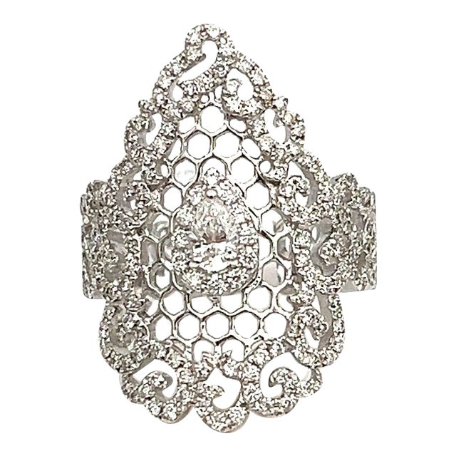 1.22 Ct Pear Diamond Ring Size 6 For Sale