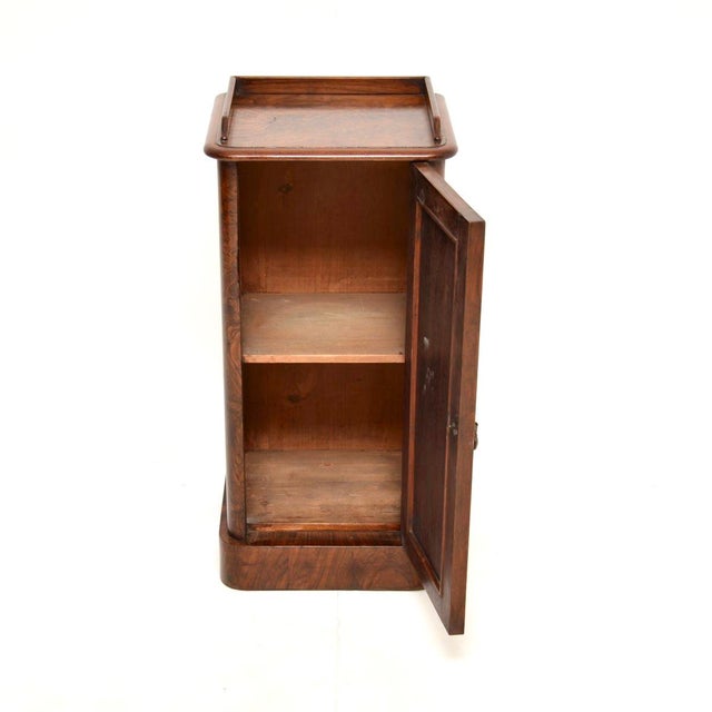 Antique Victorian Bedside Cabinet in Burr Walnut, 1860s For Sale - Image 3 of 9