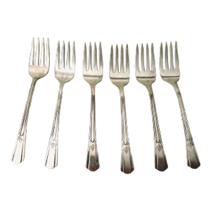 Vintage Rogers Silverplate Art Deco Dessert Forks- Set of 6