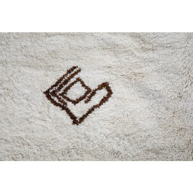 White Moroccan Berber Rug With Brown Tribal Symbols - 8'7" X 5'2" For Sale - Image 6 of 12