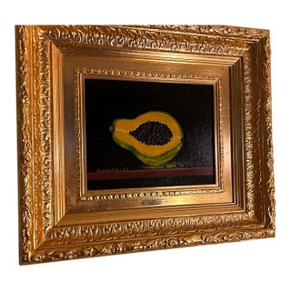 Mid-Century Painting in Ornate Gold Frame by Kay Ameche For Sale