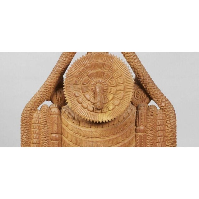 Mid Century Statue Tirupati Vishnu Narayana Wood South India Vishnu Hardwood Large Antique Statue Indian Hindu Mysore For Sale - Image 4 of 12