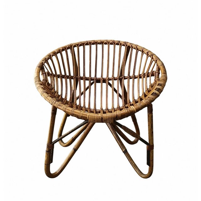 Vintage Rattan & Wicker Lounge Armchair, Italy, 1960s For Sale - Image 9 of 9