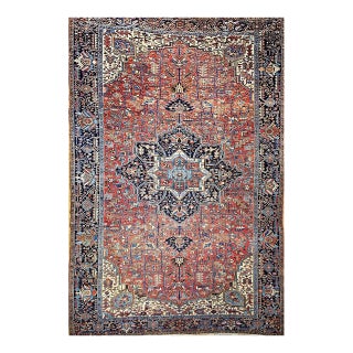 Antique Persian Heriz Karajah Rug, Hand-Knotted Geometric Pattern, Brick-Red, 11’ X 18’ For Sale