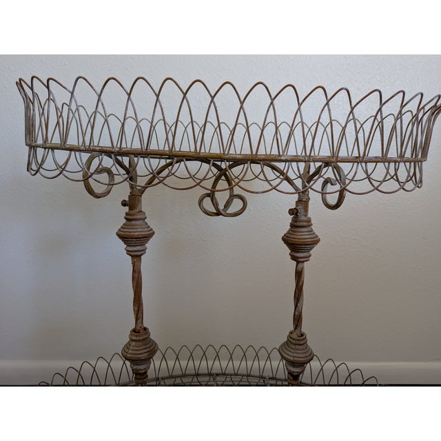 1990s Vintage French Country Tiered Iron Plant Stand For Sale - Image 5 of 8