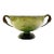Vintage Swan Handled Hand Decorated Faux Verdigris Pedestal Centerpiece Bowl For Sale
