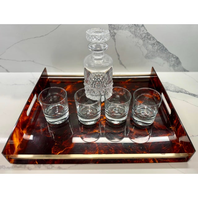 Large Christian Dior Lucite & Brass Serving Tray For Sale - Image 9 of 10