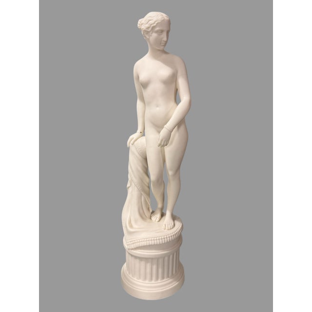 Antique Victorian 14" Art Nouveau Figural Parian Statue of Hiram Powers Greek Slave For Sale - Image 6 of 6