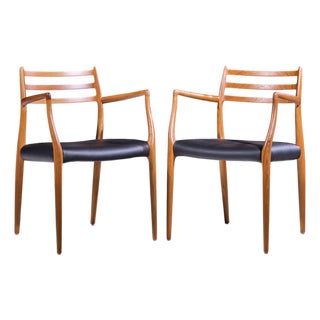 Niels Moller Model 62 Mid Century Danish Teak Captains Chairs - Pair For Sale