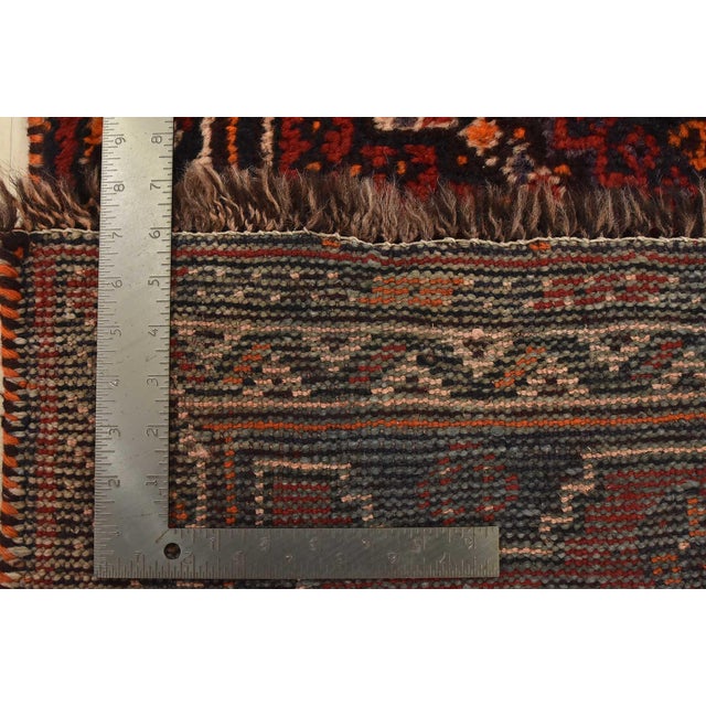 Shiraz Runner 3’4” X 9’7” Red Wool Vintage Tribal Hand-Knotted Oriental Rug For Sale - Image 14 of 14
