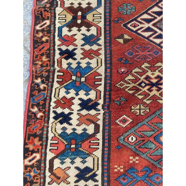 Antique Caucasian Kazak Runner For Sale - Image 15 of 18