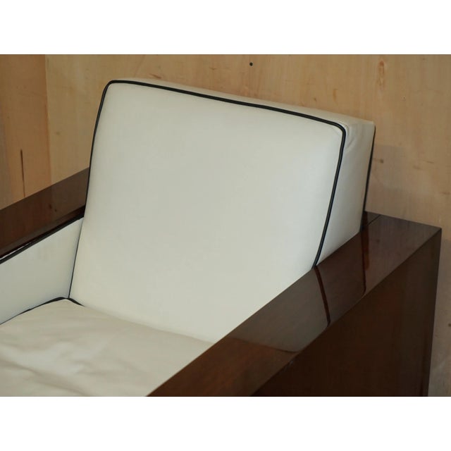 Early 21st Century Pair of Ralph Lauren Modern Metropolis Cream Leather Club Armchairs For Sale - Image 5 of 16