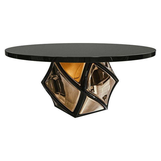 Not Yet Made - Made To Order "Manchot" Round Table With Stainless Steel, Bronze, Handmade For Sale - Image 5 of 9
