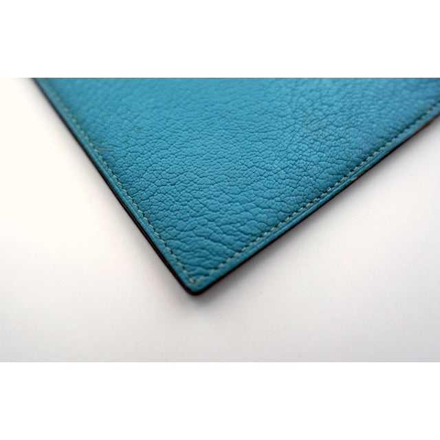 Hermes Turquoise Chevre Leather Globe-Trotter Agenda Cover, C. 2004 For Sale - Image 10 of 12