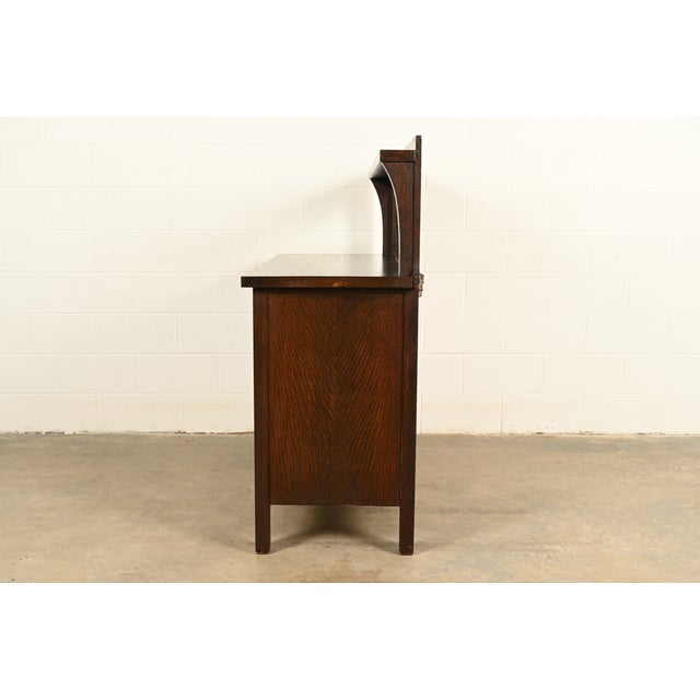 Stickley Brothers Style Antique Mission Oak Arts & Crafts Sideboard Buffet or Bar Cabinet, Circa 1900 For Sale - Image 9 of 11