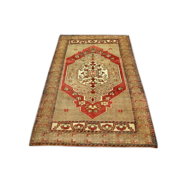 1960s 1960s Red & Brown Vintage Turkish Rug 4'1" X 6'2" For Sale - Image 5 of 6