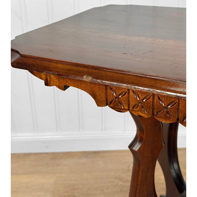 Antique Eastlake Victorian Walnut Carved Parlor Side Table For Sale - Image 10 of 14
