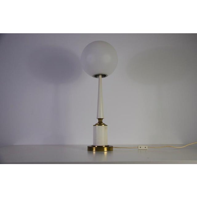 Vintage Italian Table Lamp in White Metal and Opal Glass, 1960s For Sale - Image 9 of 15