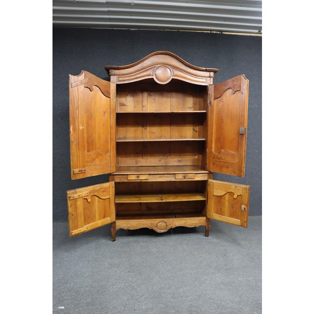 18th Century French Provincial Pine Linen Press Cabinet For Sale - Image 9 of 13