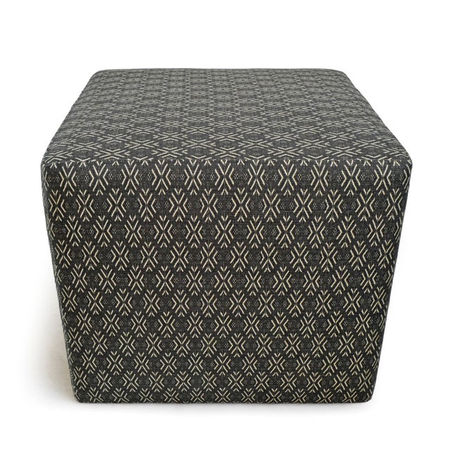 Mali Print Upholstered Cube Stool Chairish