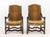 Pair of Louis XIII Walnut Fauteuils, 17th century, with striped velvet upholstery. 41" H x 25.25" W x 33" D; seat: 17" H....