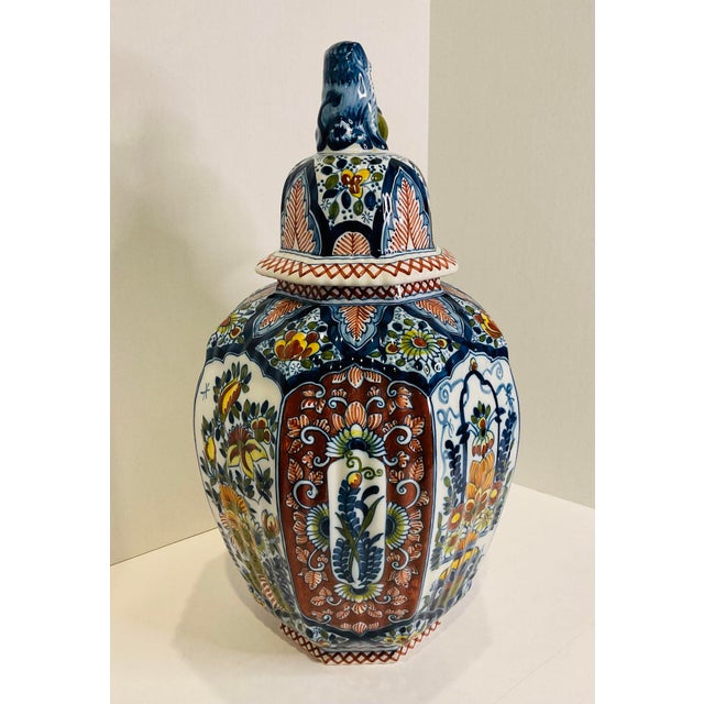 Ceramic 1900s Boch Delft Pair of Vases and an Urn - 3 Piece Set For Sale - Image 7 of 13