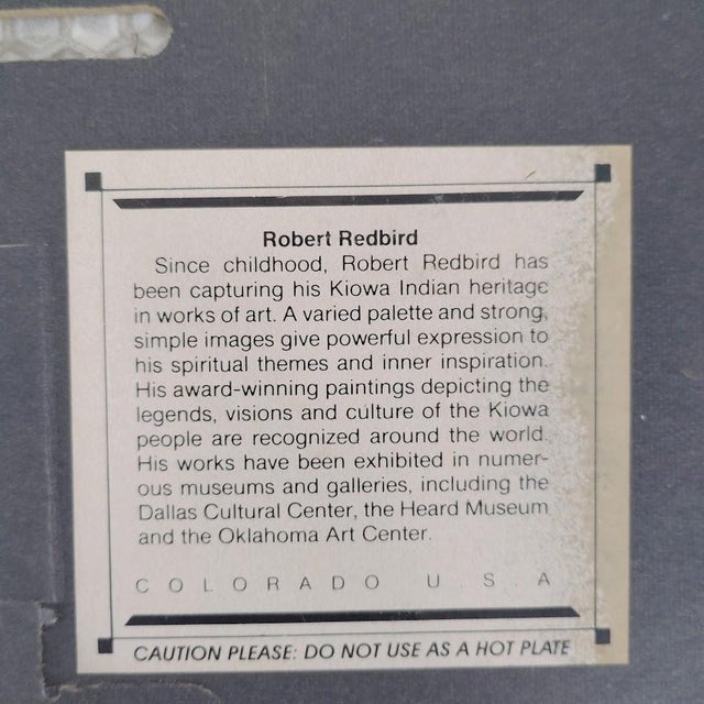 Mid 20th Century Vintage Mid Century Painted Ceramic Art Tile "The Fox Song" by Kiowa Native American Artist Robert Redbird For Sale - Image 5 of 6