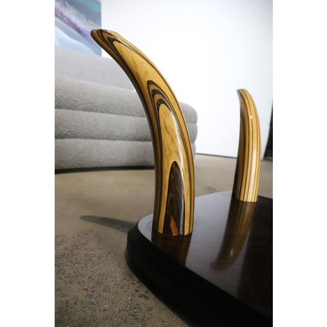 Henredon Henredon Wood Tusk Cocktail Table with Glass Top For Sale - Image 4 of 12