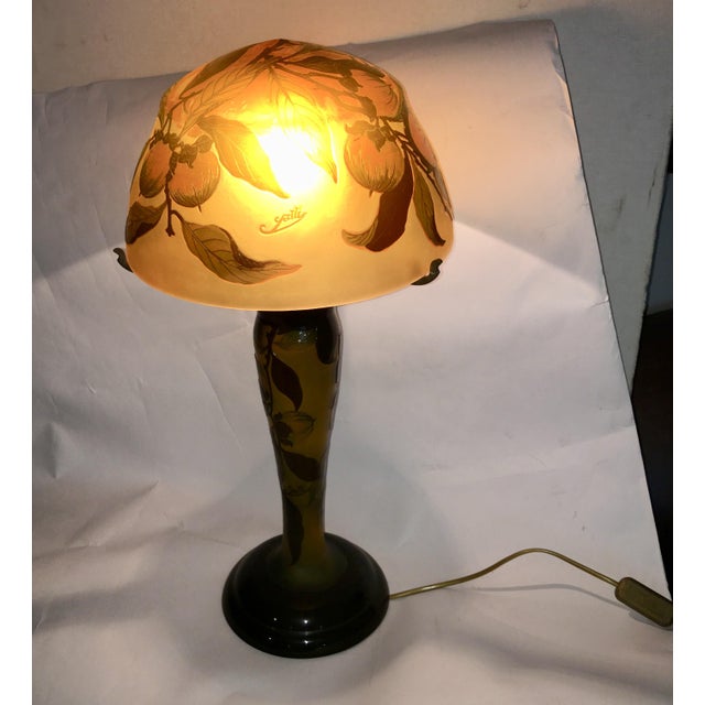 Emile Galle Signed Art Glass Lamp & Base Chairish