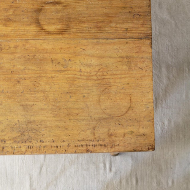 19th Century Scrubbed Pine Farmhouse Desk or Dining Table With Turned Legs For Sale - Image 16 of 17