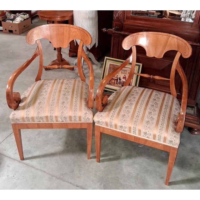 Wood Biedermeier Armchairs in Light Wood, 1800s, Set of 2 For Sale - Image 7 of 8