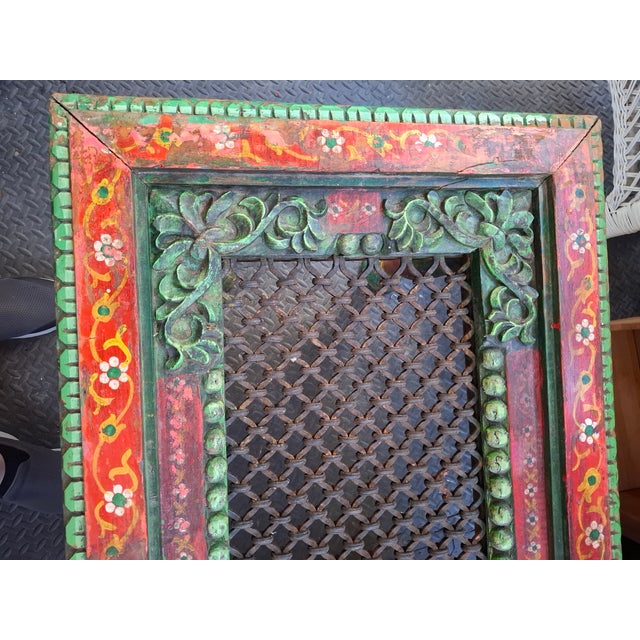 Indian Vintage Hand-Painted, Carved Indian Coffee Table For Sale - Image 3 of 7