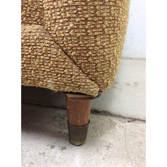 Mid Century Modern Lounge Chair With Vintage Yellow Upholstery For Sale - Image 9 of 18